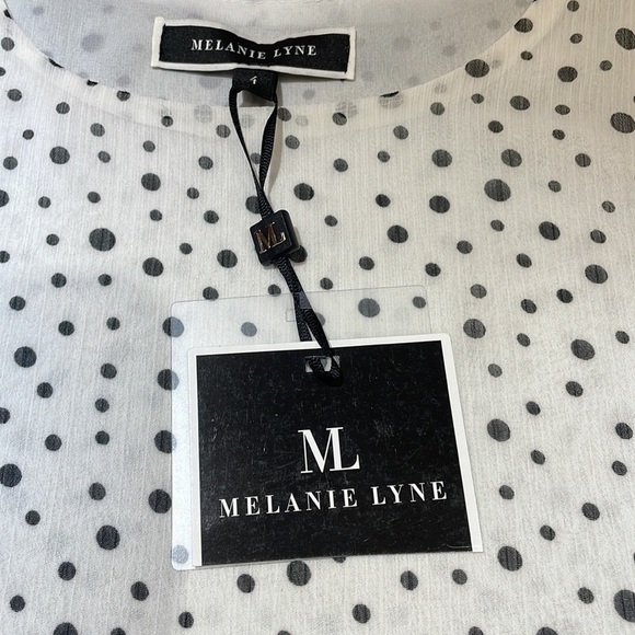 Melanie Lyne black and white polka dot lined blouse with bottom tie size 4 NEW - Picture 7 of 10
